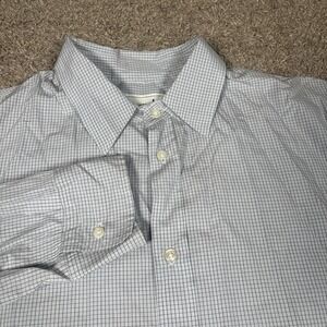 Frank & Eileen Button Down Shirt L Blue White Stripe Long Sleeve 2 Ply Tailored